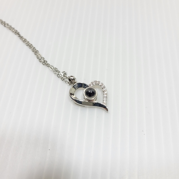 Silver Colored Heart I Love You 100 Languages Projection Necklace - Picture 2 of 7